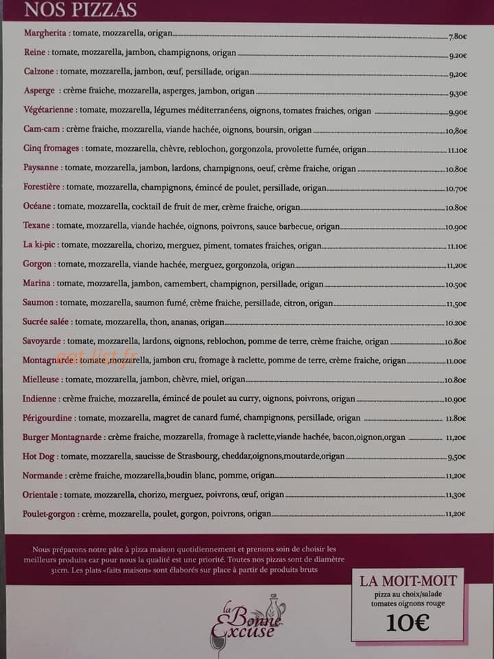 La Bonne Excuse — carte page 1