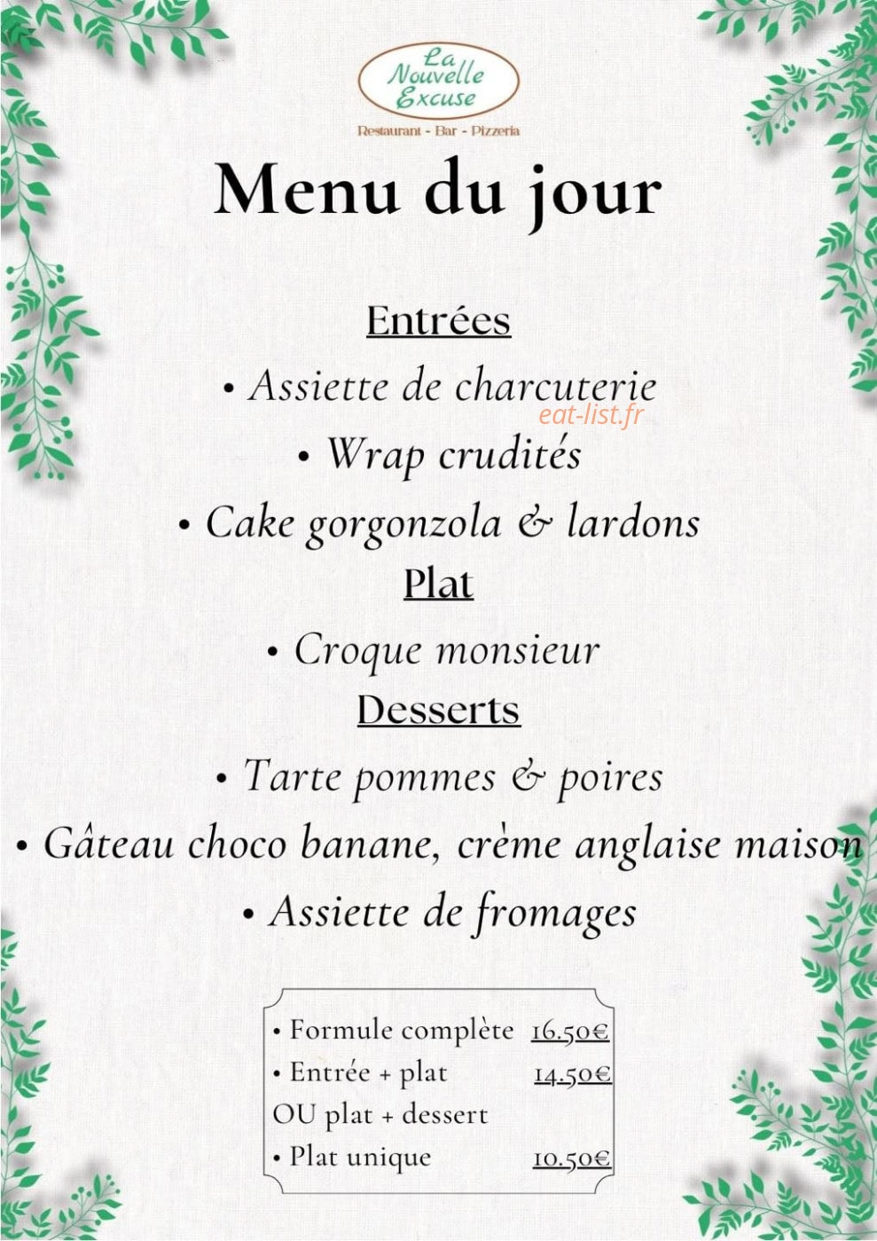 La Nouvelle Excuse — carte page 1
