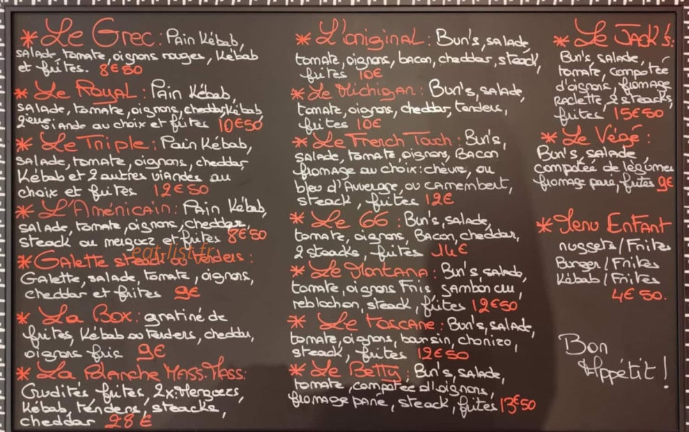 O Jack's Burger — carte page 1