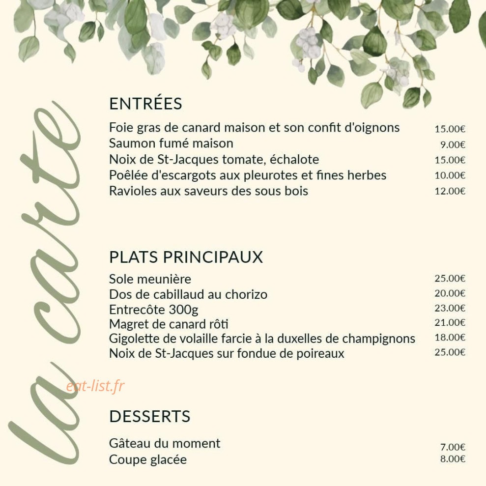 Auberge du Cheval Blanc — carte page 1