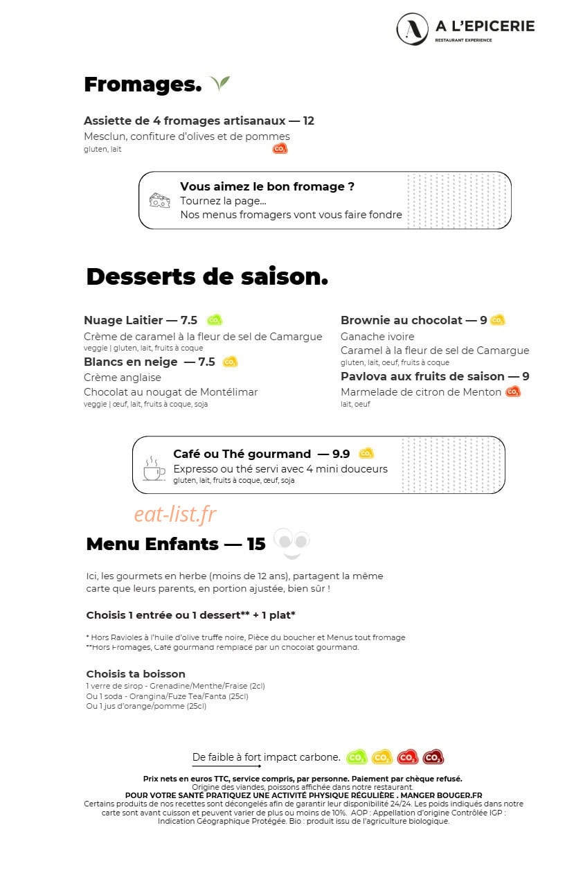 A l'Epicerie — carte page 4
