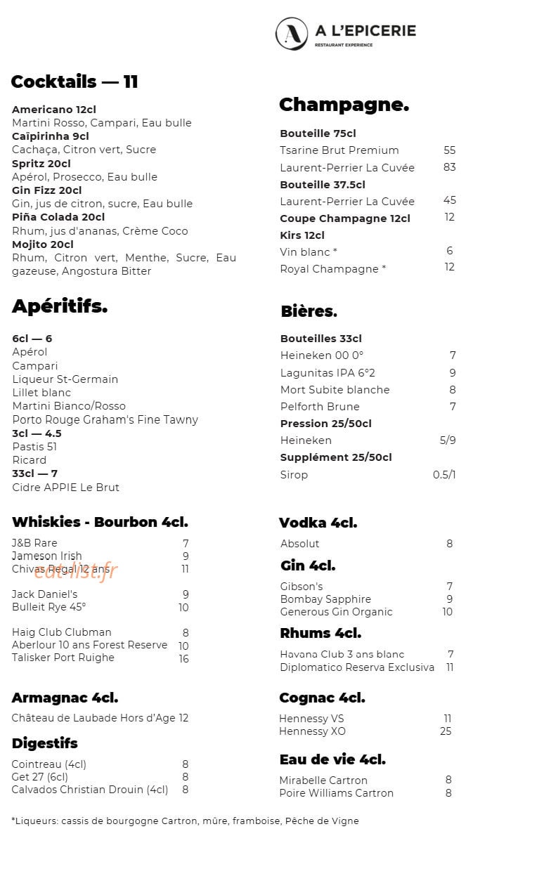 A l'Epicerie — carte page 6