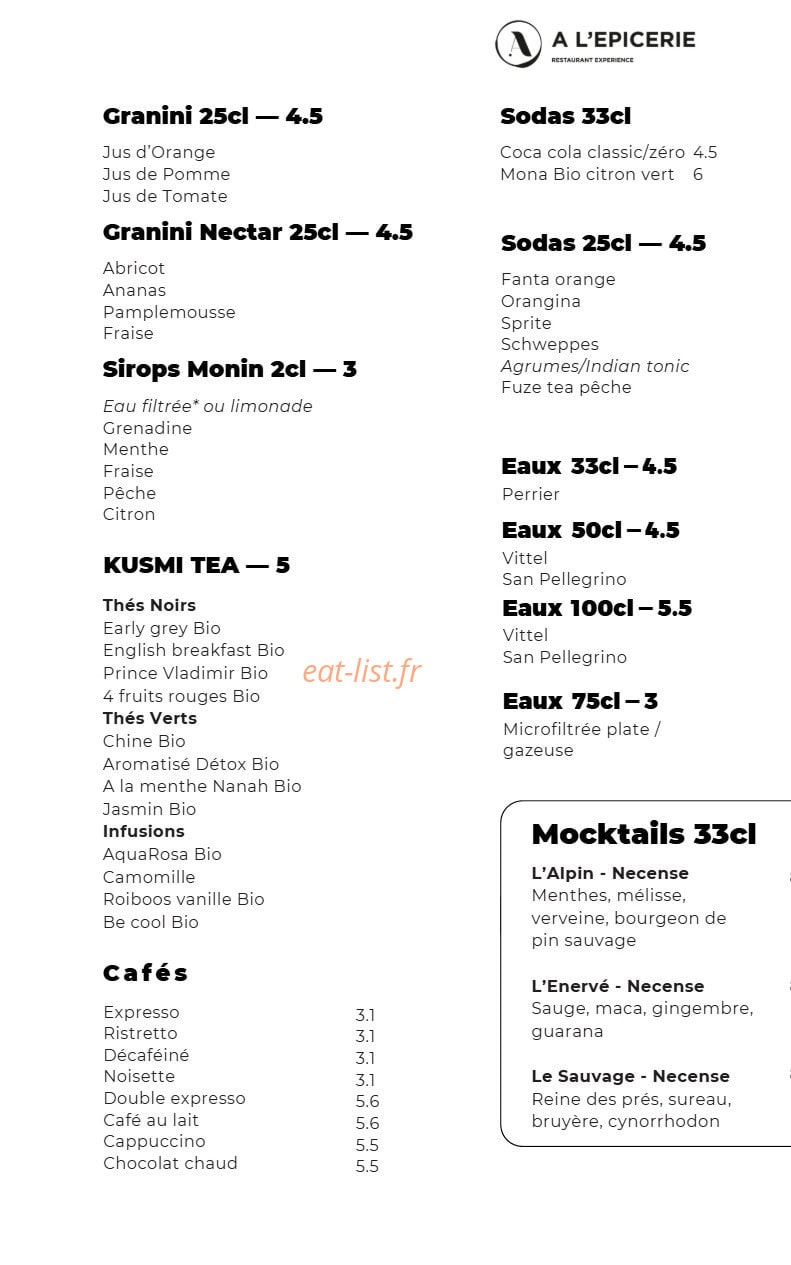 A l'Epicerie — carte page 8