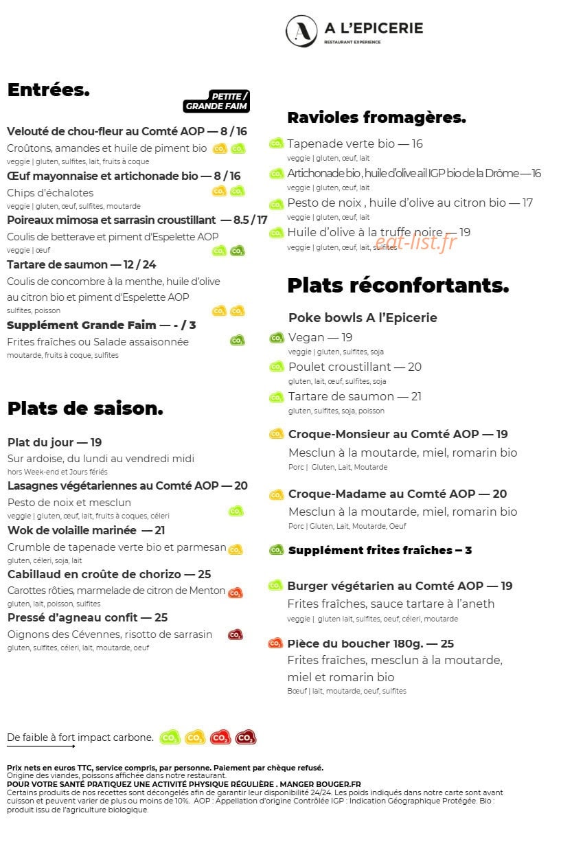 A l'Epicerie — carte page 3