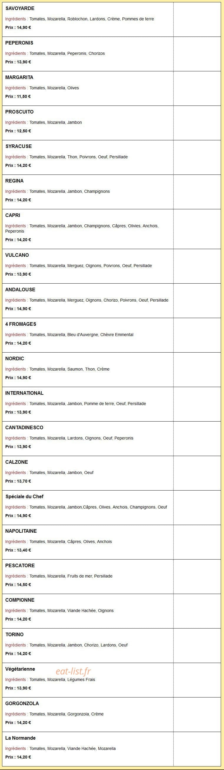 Allo Pizza Torino — carte page 4