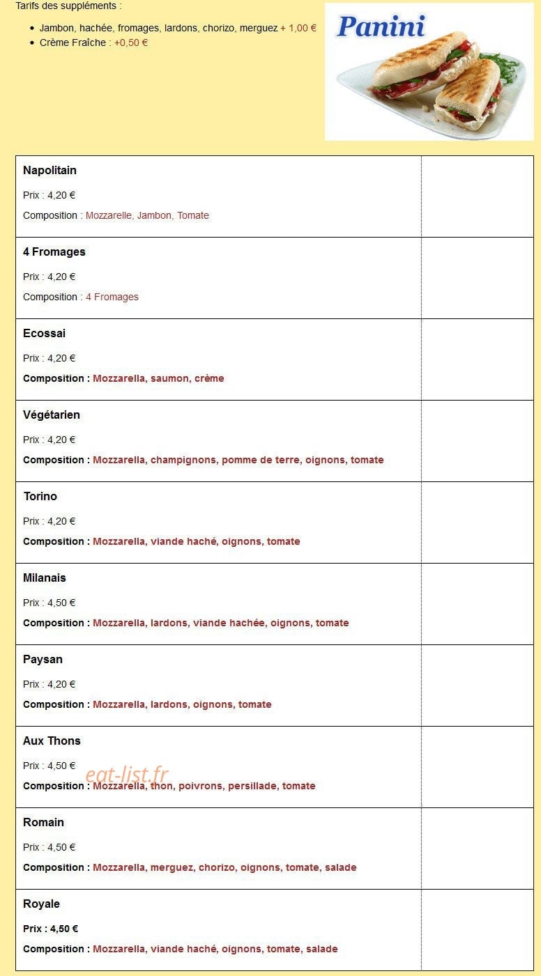 Allo Pizza Torino — carte page 2