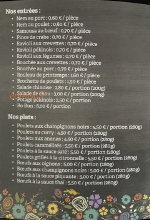 Asie Gourmet — carte page 1