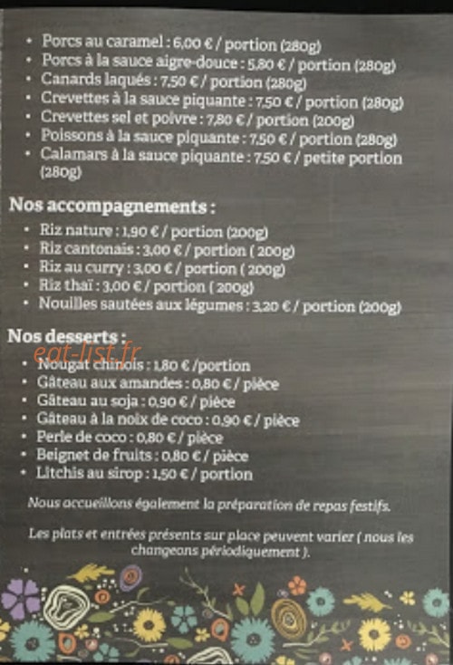 Asie Gourmet — carte page 2