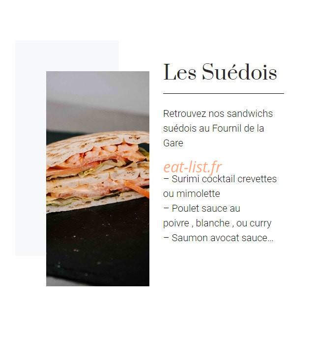 Carte et menu de Au Fournil de la Gare à Le Havre — Les suédois