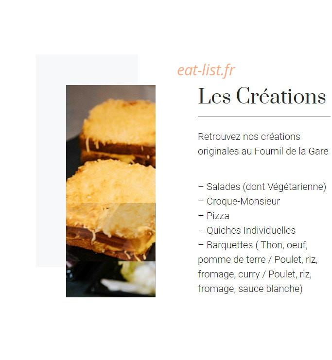 Carte et menu de Au Fournil de la Gare à Le Havre — Les créations