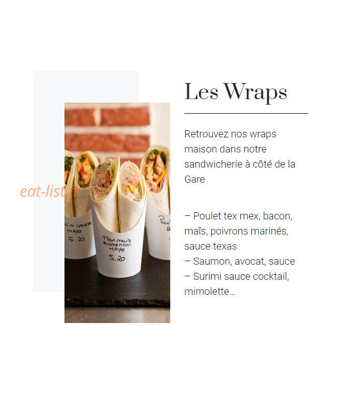 Carte et menu de Au Fournil de la Gare à Le Havre — Les wraps