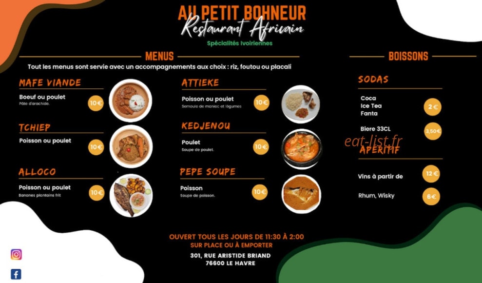 Au Petit Bonheur — carte page 1