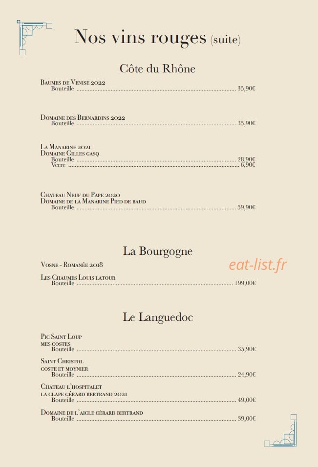 Beef and Wine — carte page 9