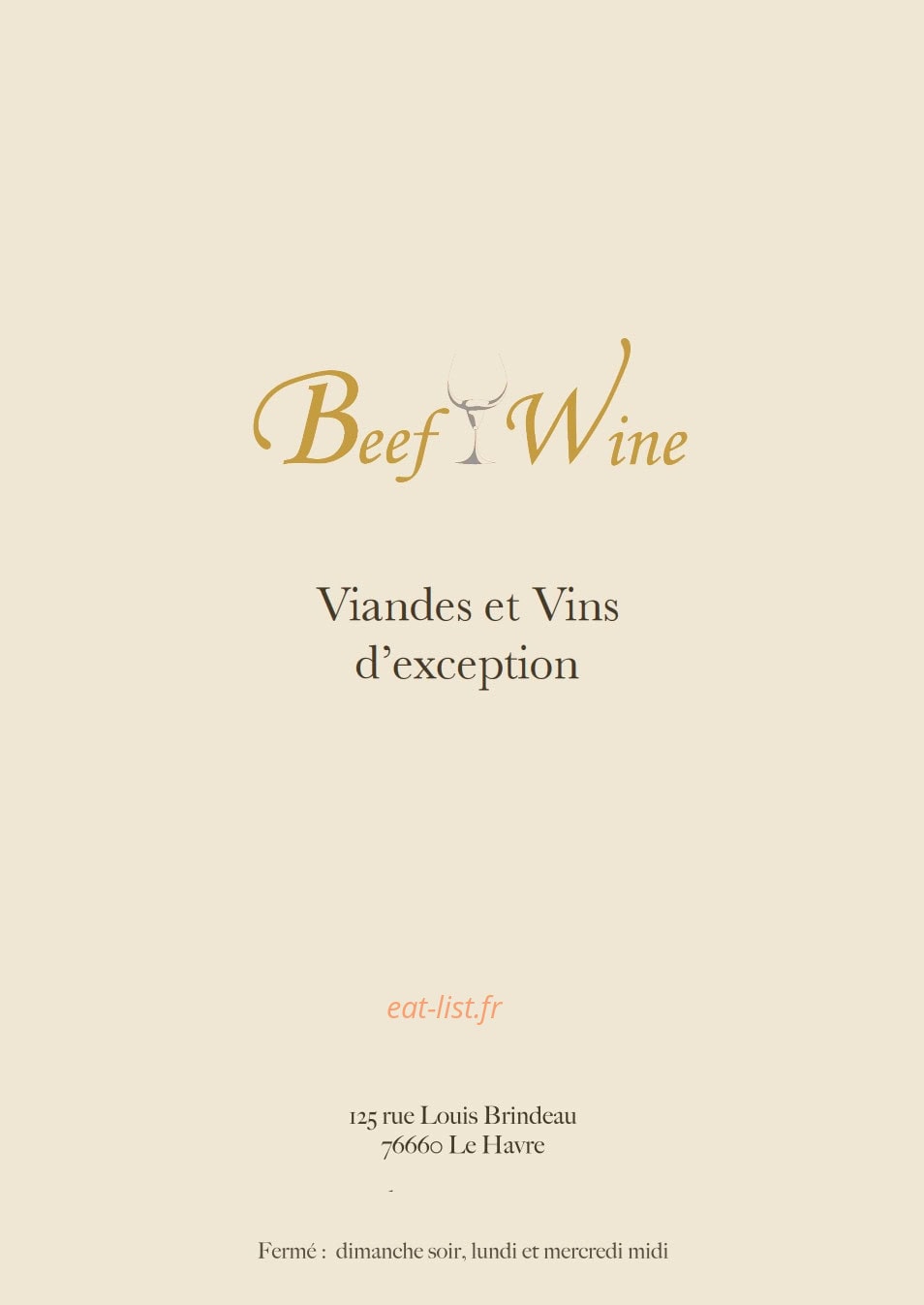 Beef and Wine — carte page 1