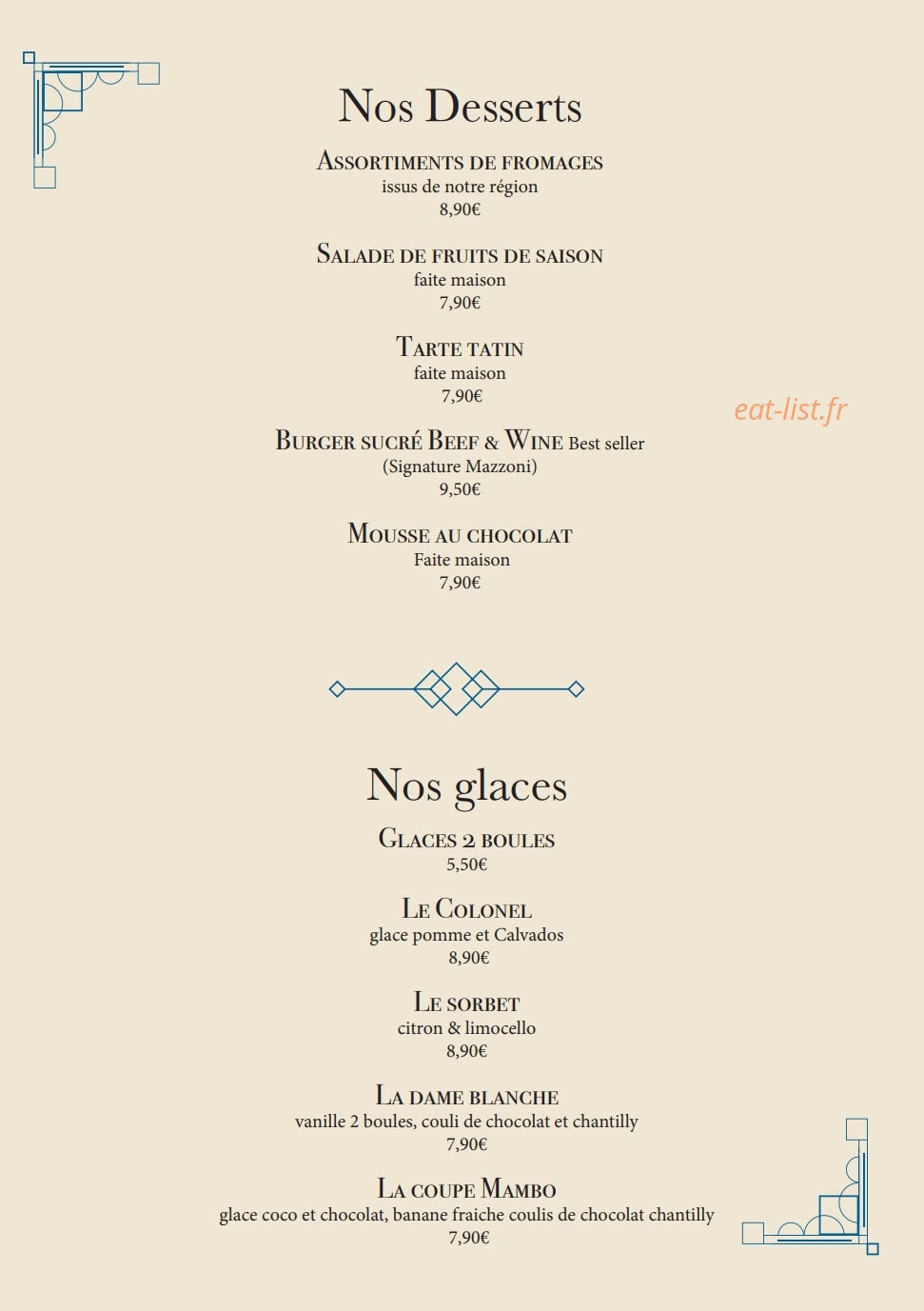 Beef and Wine — carte page 4