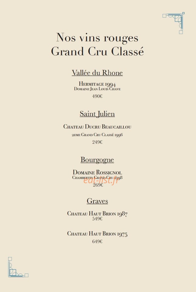 Beef and Wine — carte page 11