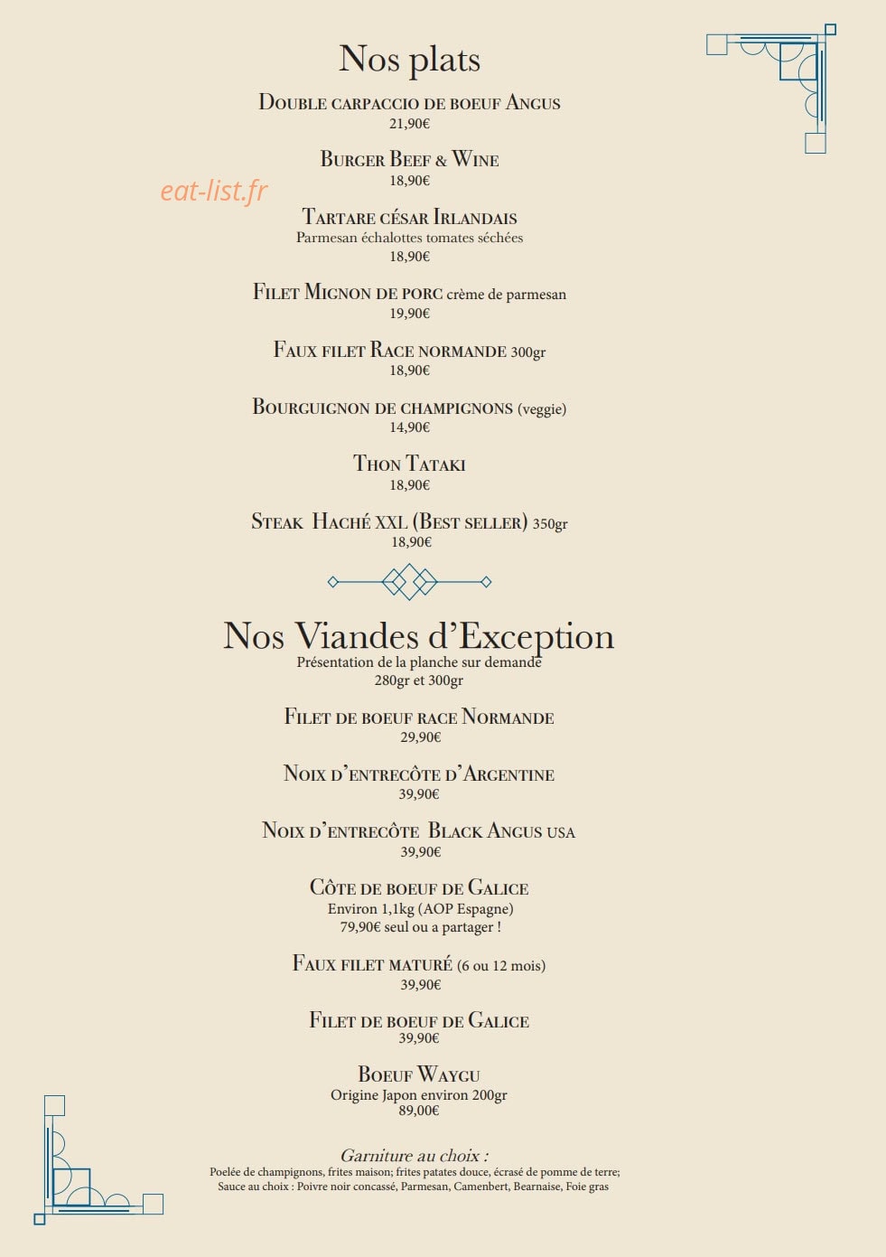 Beef and Wine — carte page 3