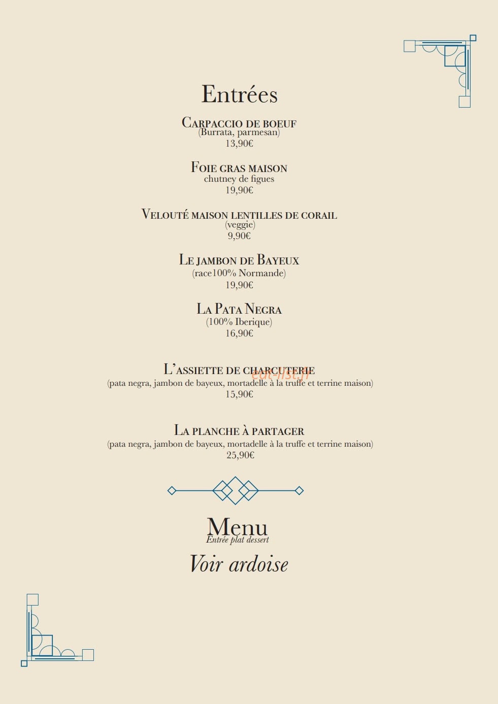 Beef and Wine — carte page 2