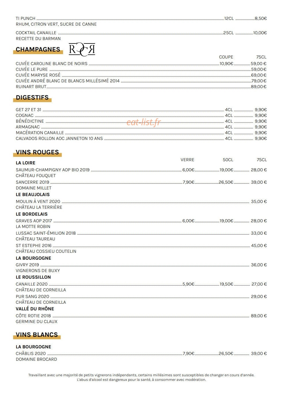 Bistrot Canaille — carte page 6