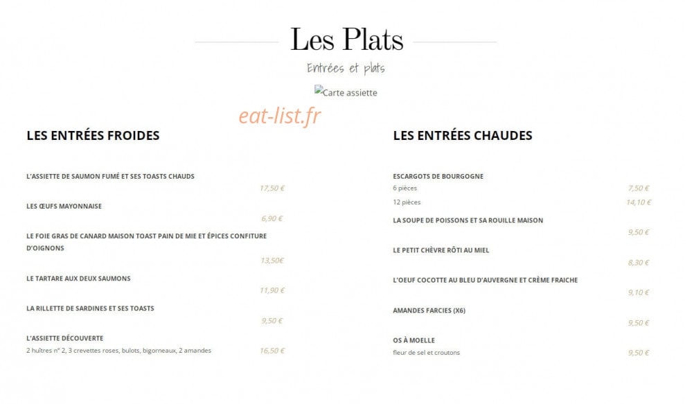 Brasserie Georges B — carte page 1