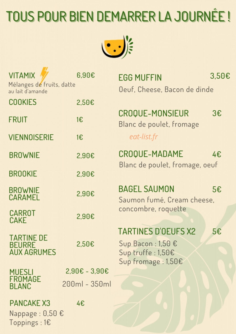 Brunch & Bowl — carte page 1