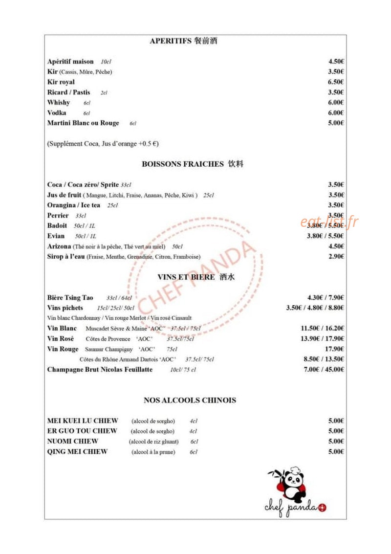 Chef Panda — carte page 4