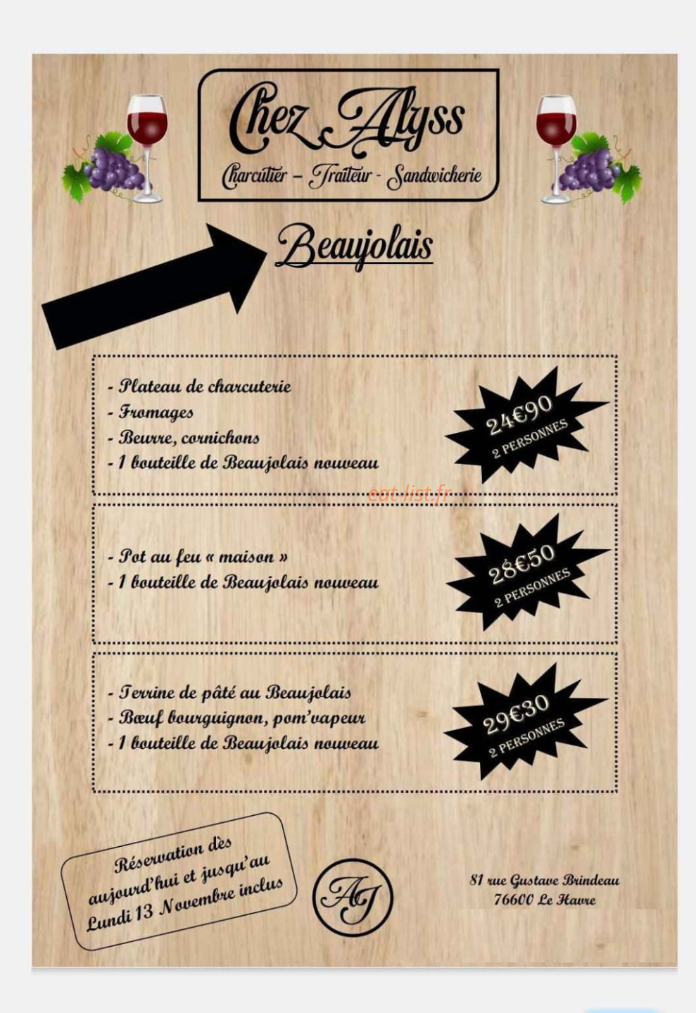 Chez Alyss — carte page 1