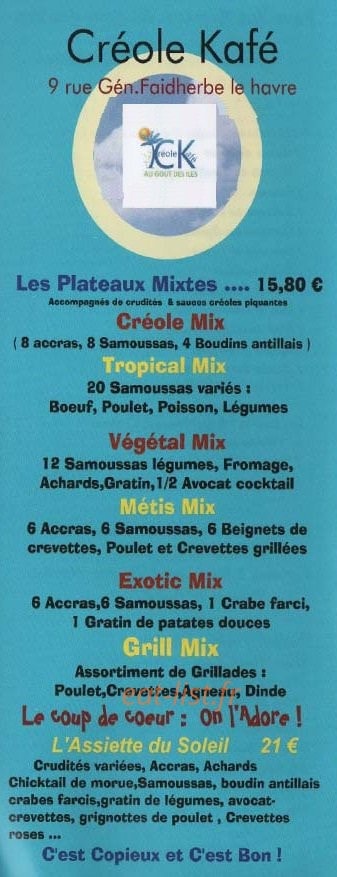 Créole Kafé — carte page 5