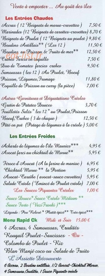 Créole Kafé — carte page 7