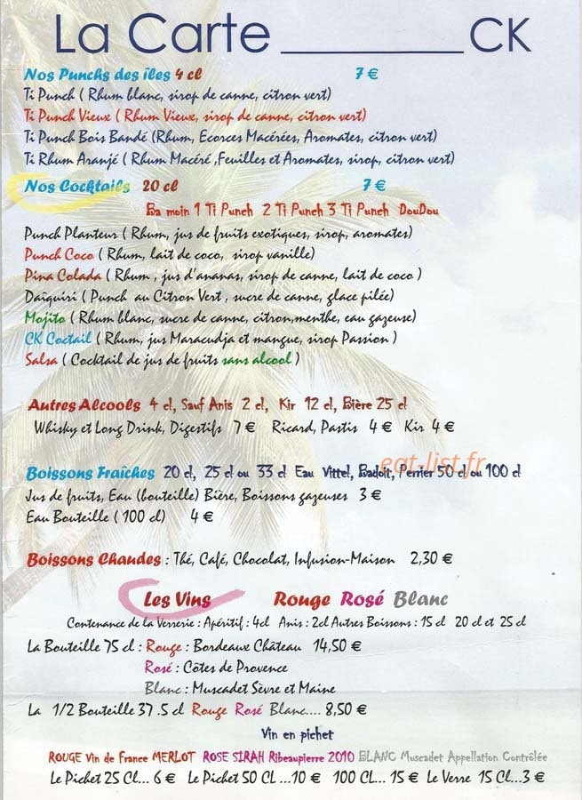 Créole Kafé — carte page 4