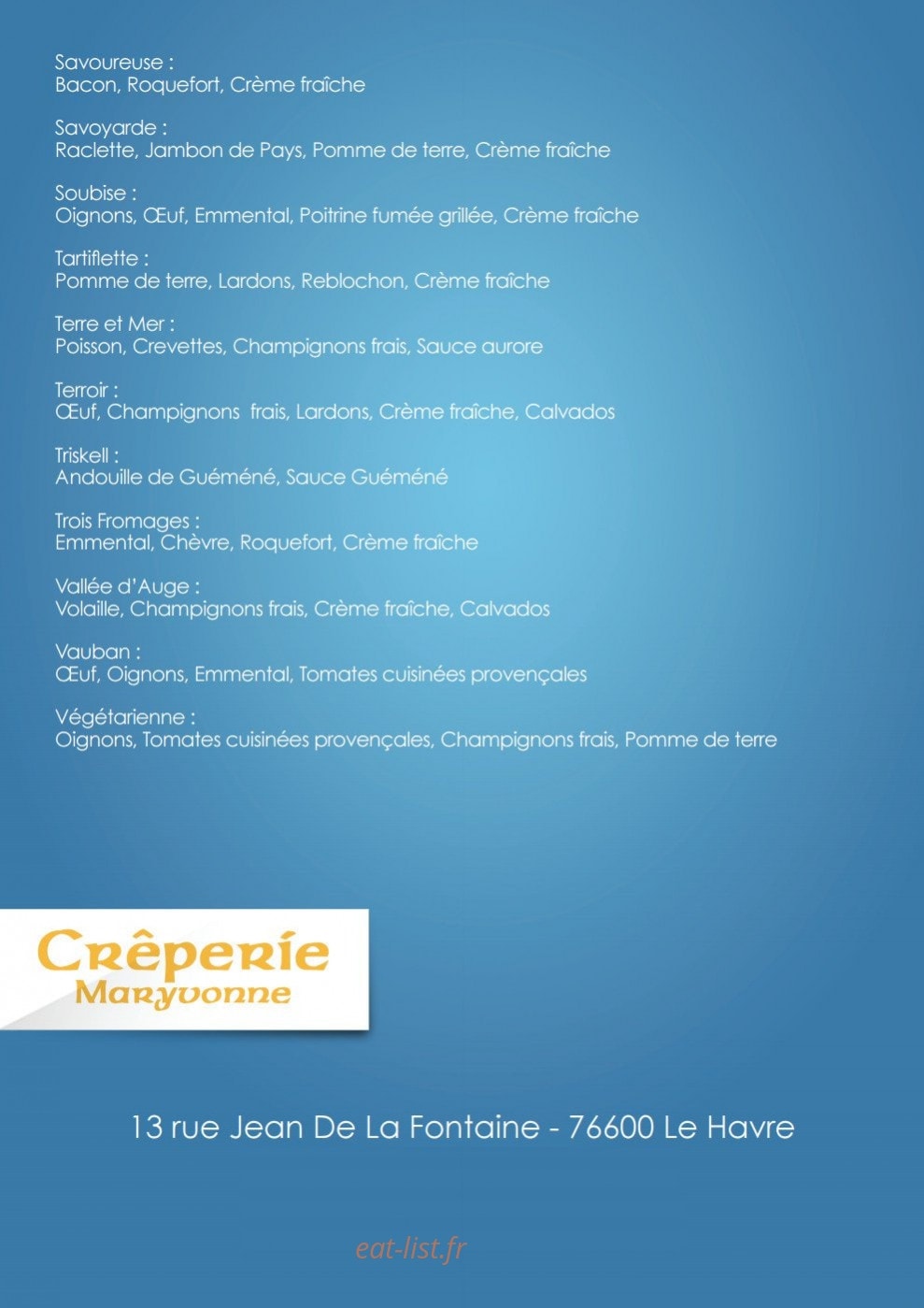 Crêperie Maryvonne — carte page 6