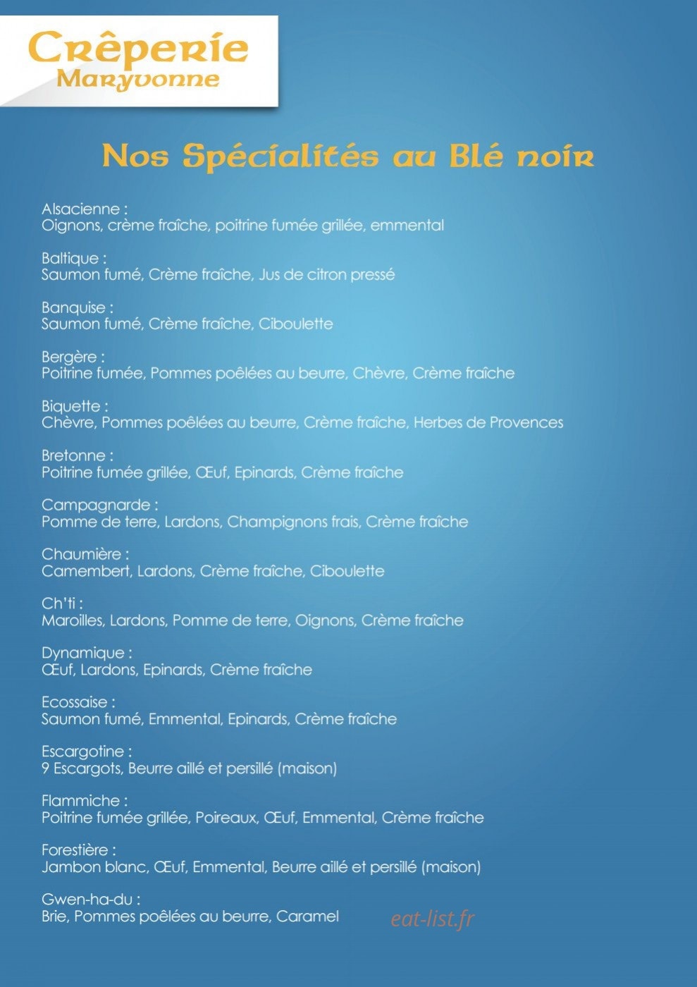 Crêperie Maryvonne — carte page 4