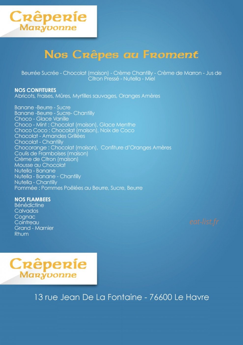 Crêperie Maryvonne — carte page 3