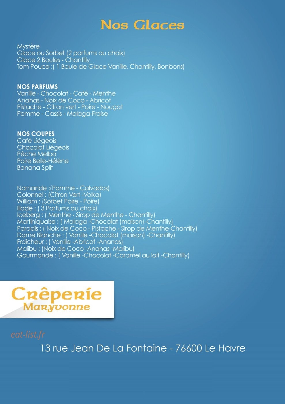 Crêperie Maryvonne — carte page 10