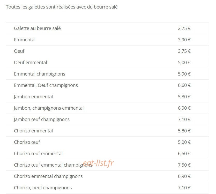 Crêperie Soizic — carte page 8