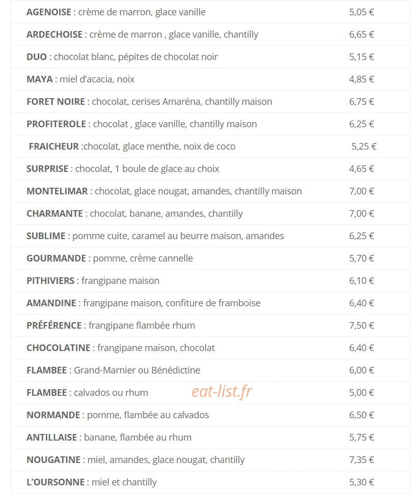 Crêperie Soizic — carte page 3