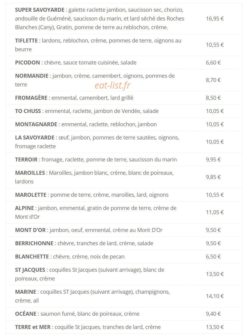 Crêperie Soizic — carte page 4