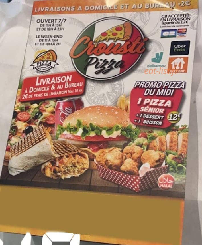 Crousti Pizza — carte page 1