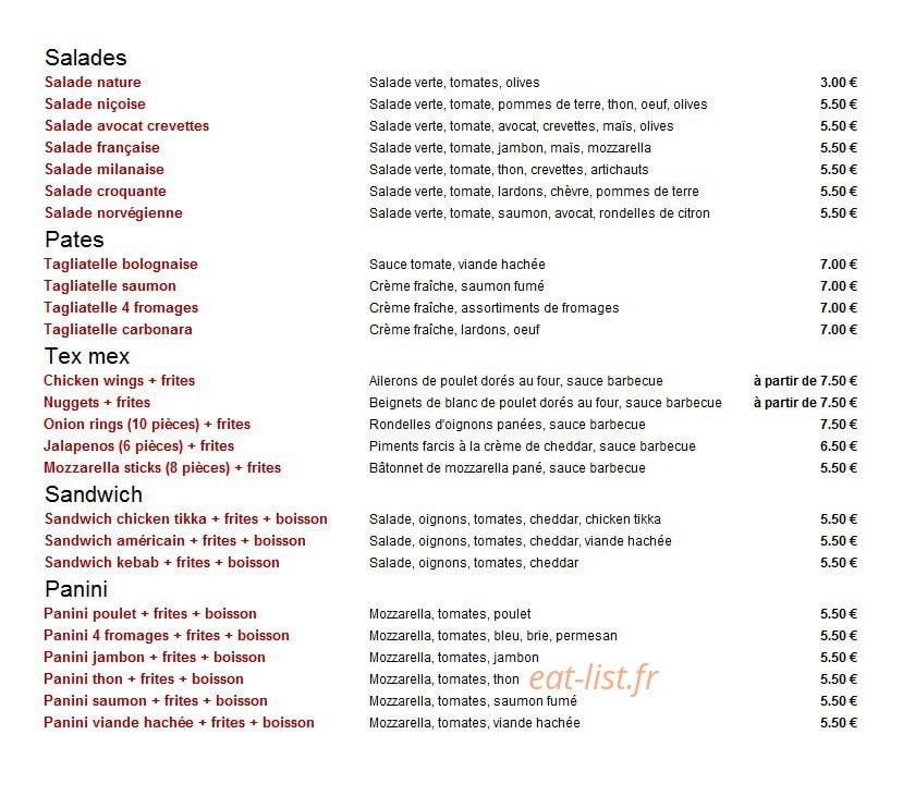 El maestro pizza — carte page 2