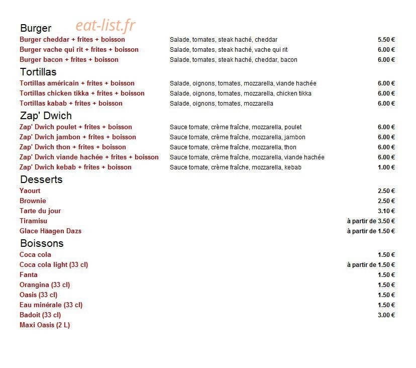 El maestro pizza — carte page 3