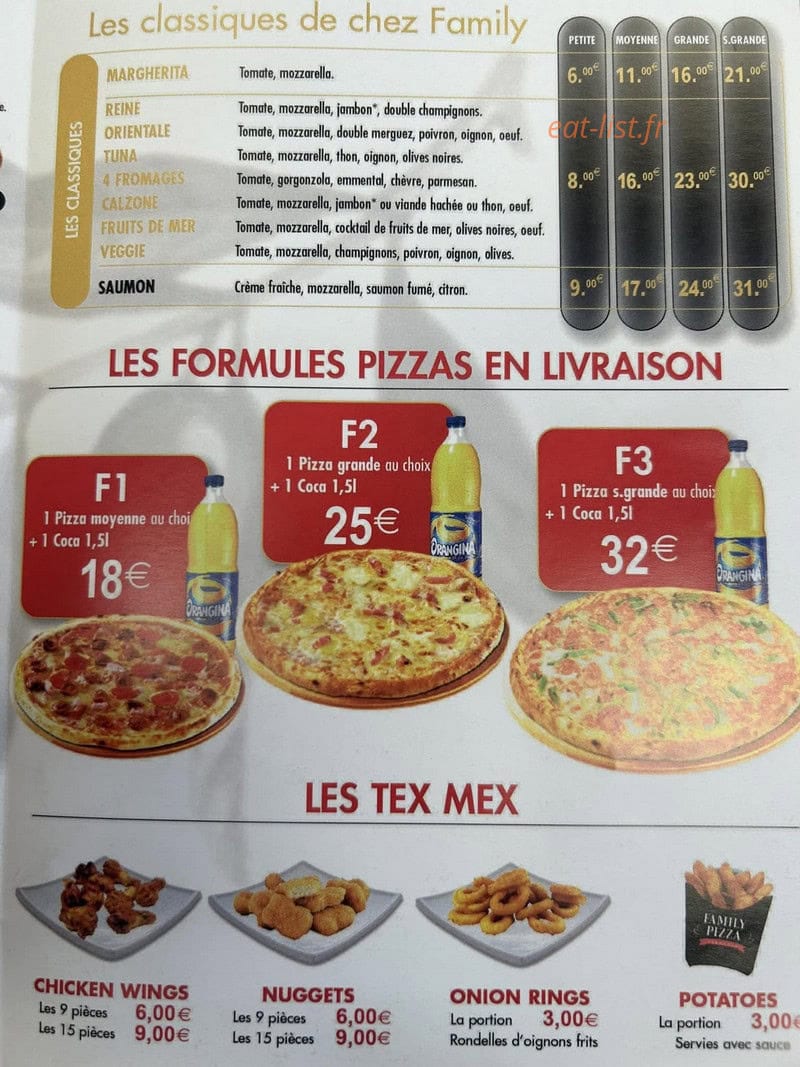 Family Pizza — carte page 4
