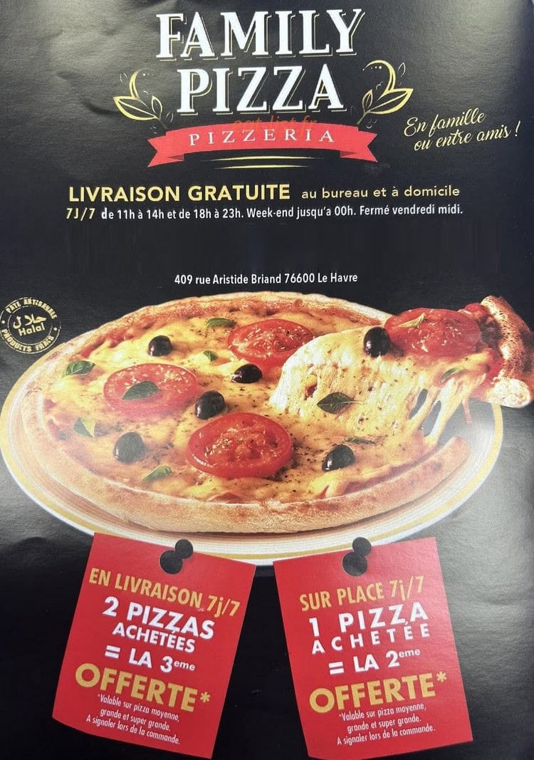 Family Pizza — carte page 1
