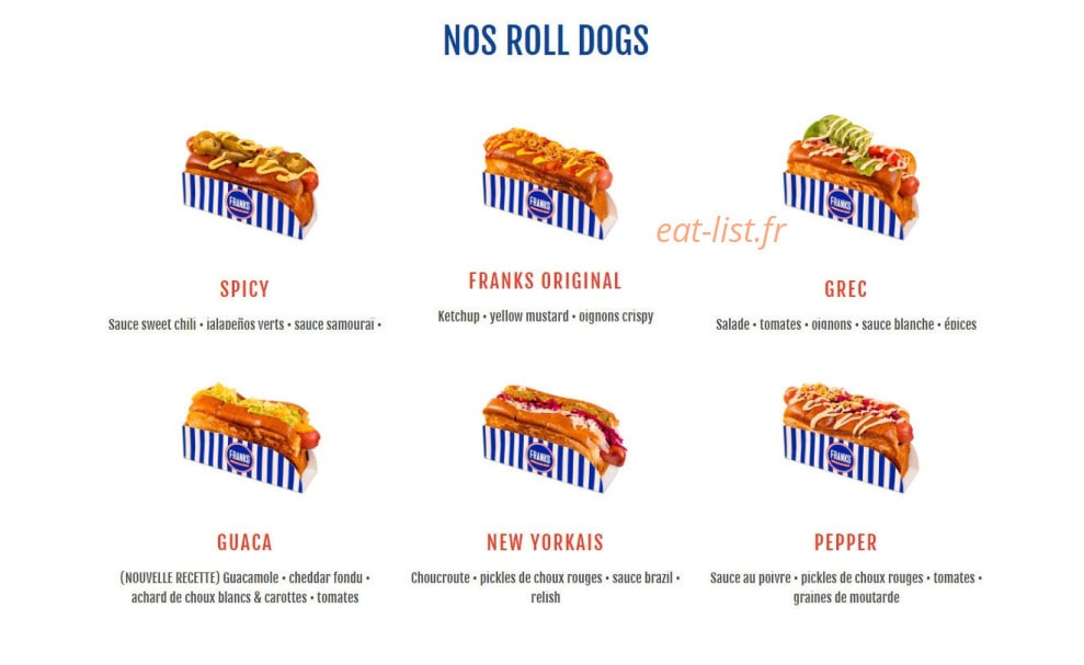 Franks Hot Dog — carte page 3