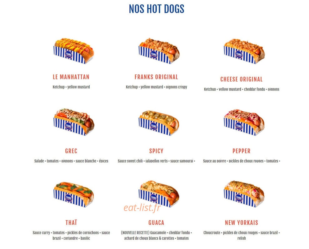 Franks Hot Dog — carte page 2