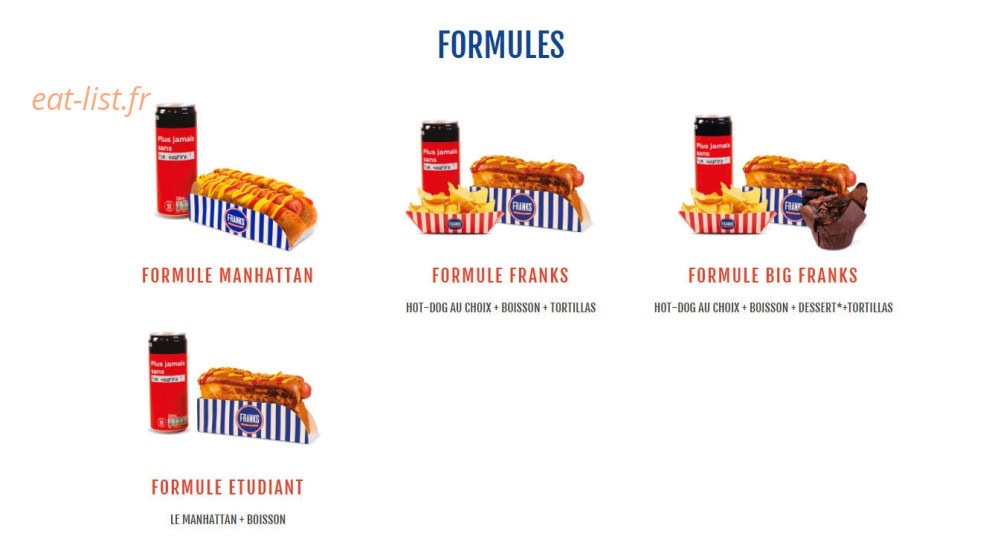 Franks Hot Dog — carte page 1