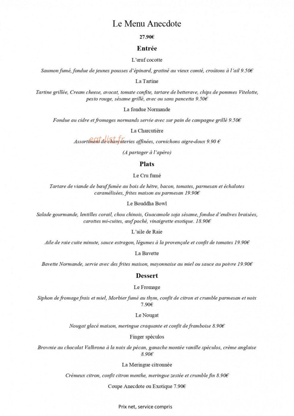 L'Anecdote — carte page 1