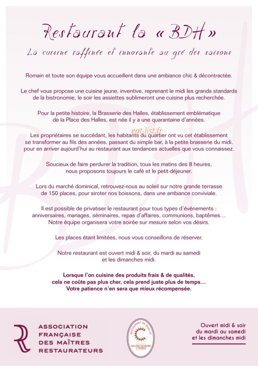 La BDH — carte page 1