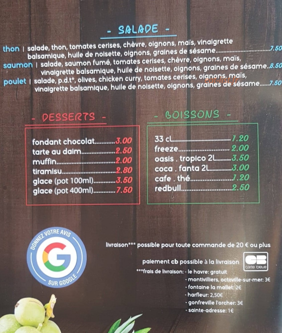 La Cabane à Pizza — carte page 4