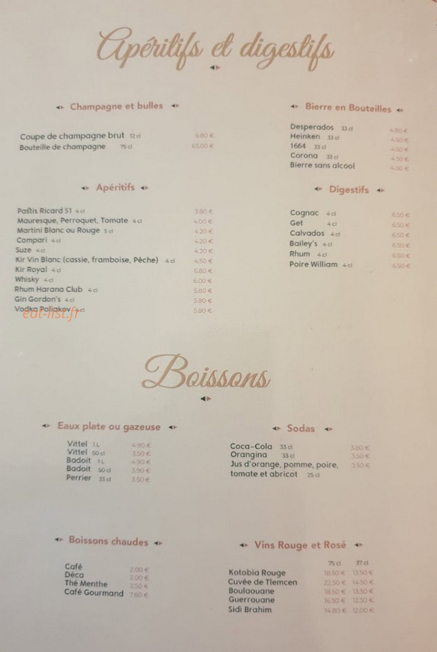 La Couscoussière — carte page 3