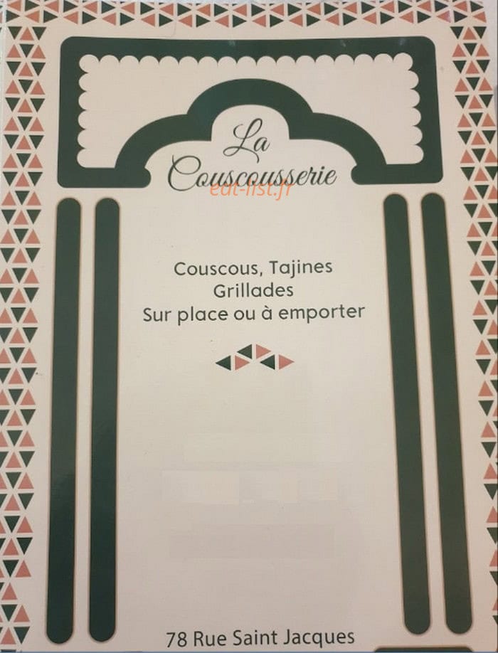 La Couscoussière — carte page 1